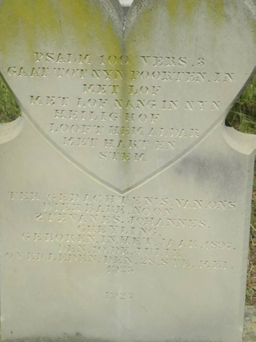 GREYLING Stevanes Johannes 1897-1925