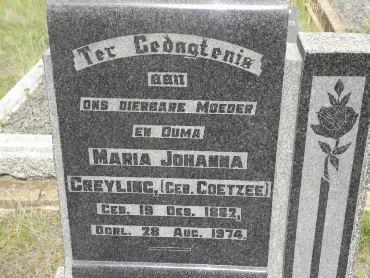 GREYLING Maria Johanna nee COETZEE 1882-1974