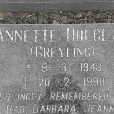 DOUGLAS Annette nee GREYLING 1948-1990
