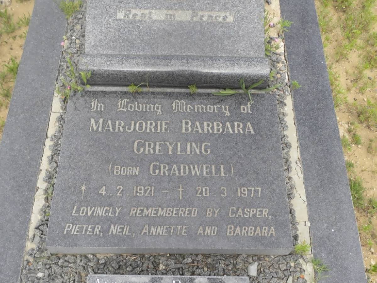 GREYLING Marjorie Barbara nee GRADWELL 1921-1977
