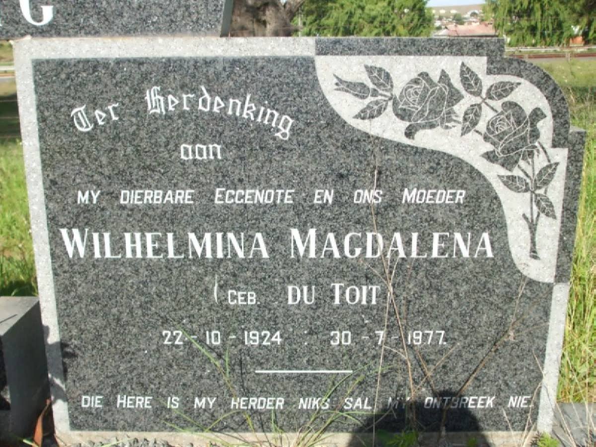 GREYLING Wilhelmina Magdalena nee DU TOIT 1924-1977