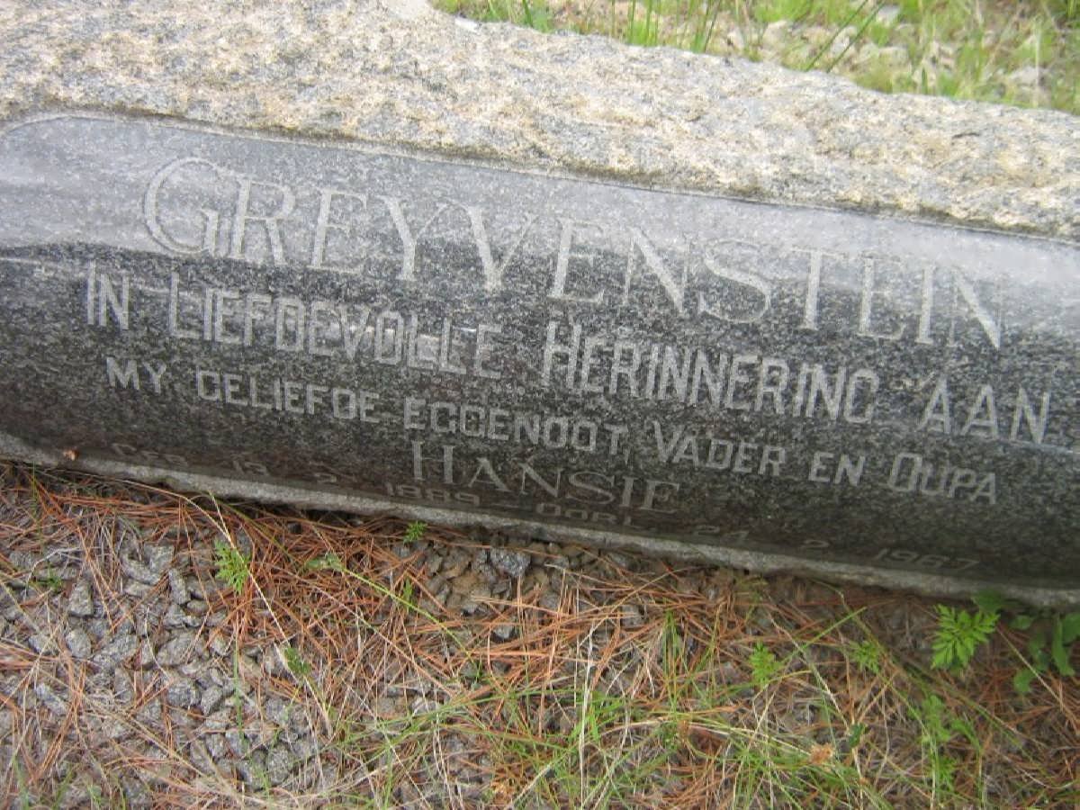 GREYVENSTEIN Hansie 1889-1967