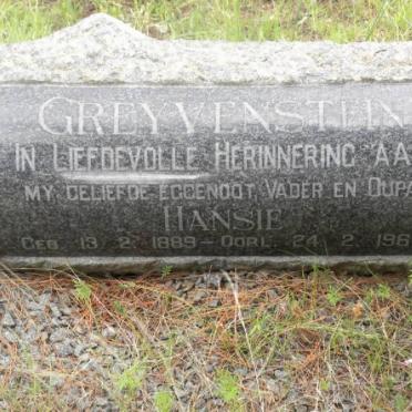 GREYVENSTEIN  Hansie 1889-1967