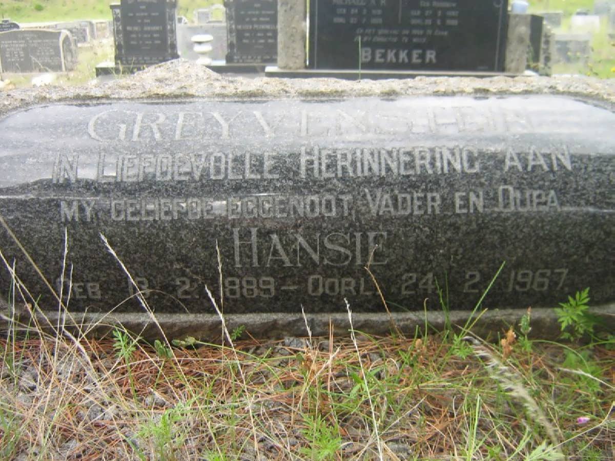 GREYVENSTEIN Hansie 1889-1967