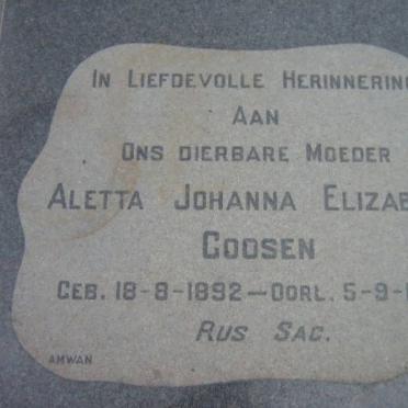 GOOSEN Aletta Johanna Elizabeth 1892-1972