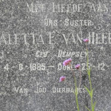 HEERDEN Aletta E., van nee DEMPSEY 1885-1949