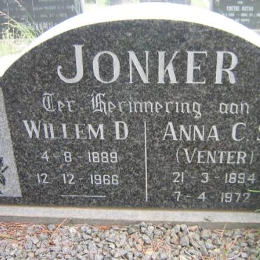 JONKER Willem D. 1889-1966 &amp; Anna C.S.  VENTER 1894-1972