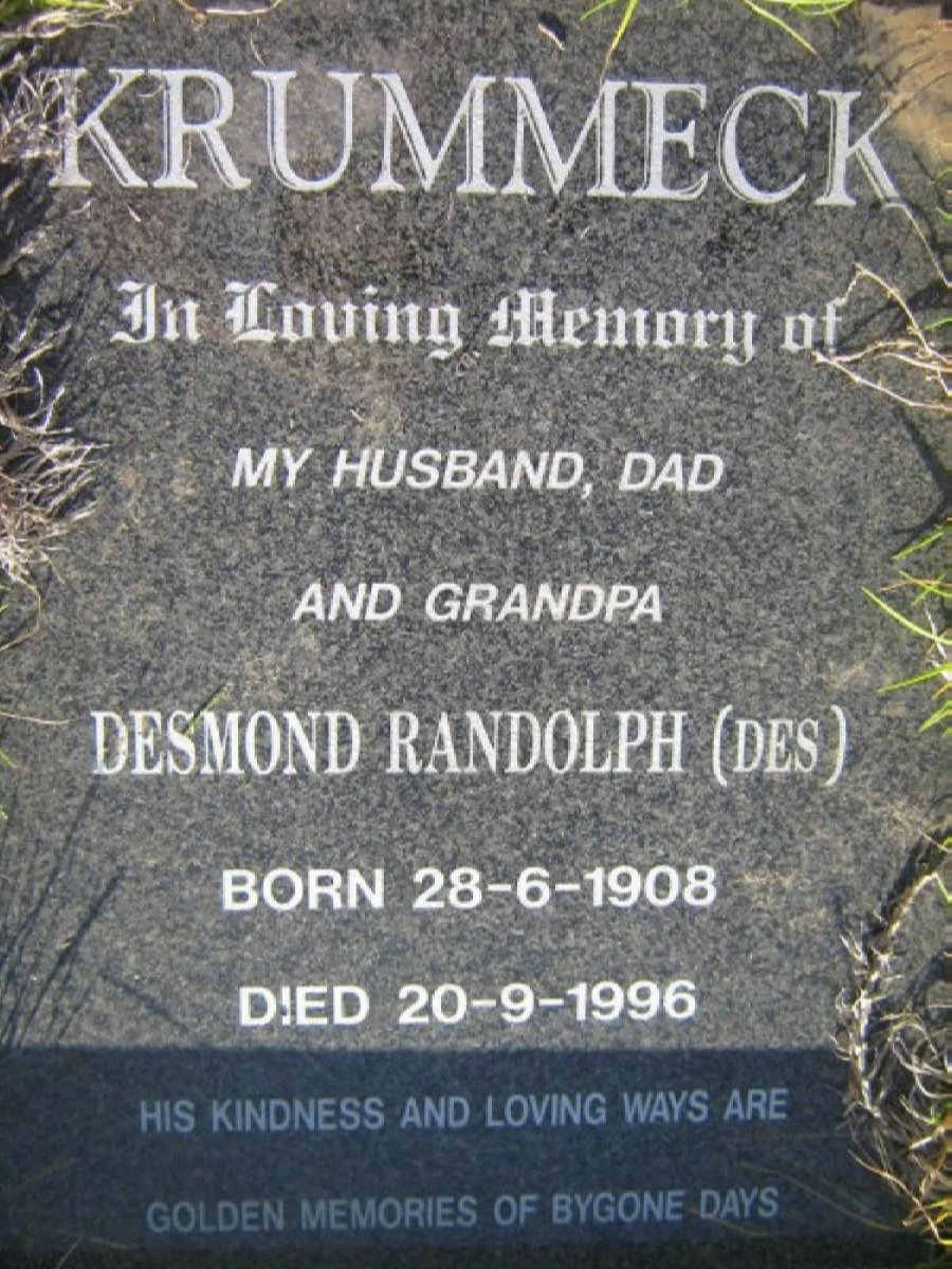 KRUMMECK Desmond Randolph 1908-1996
