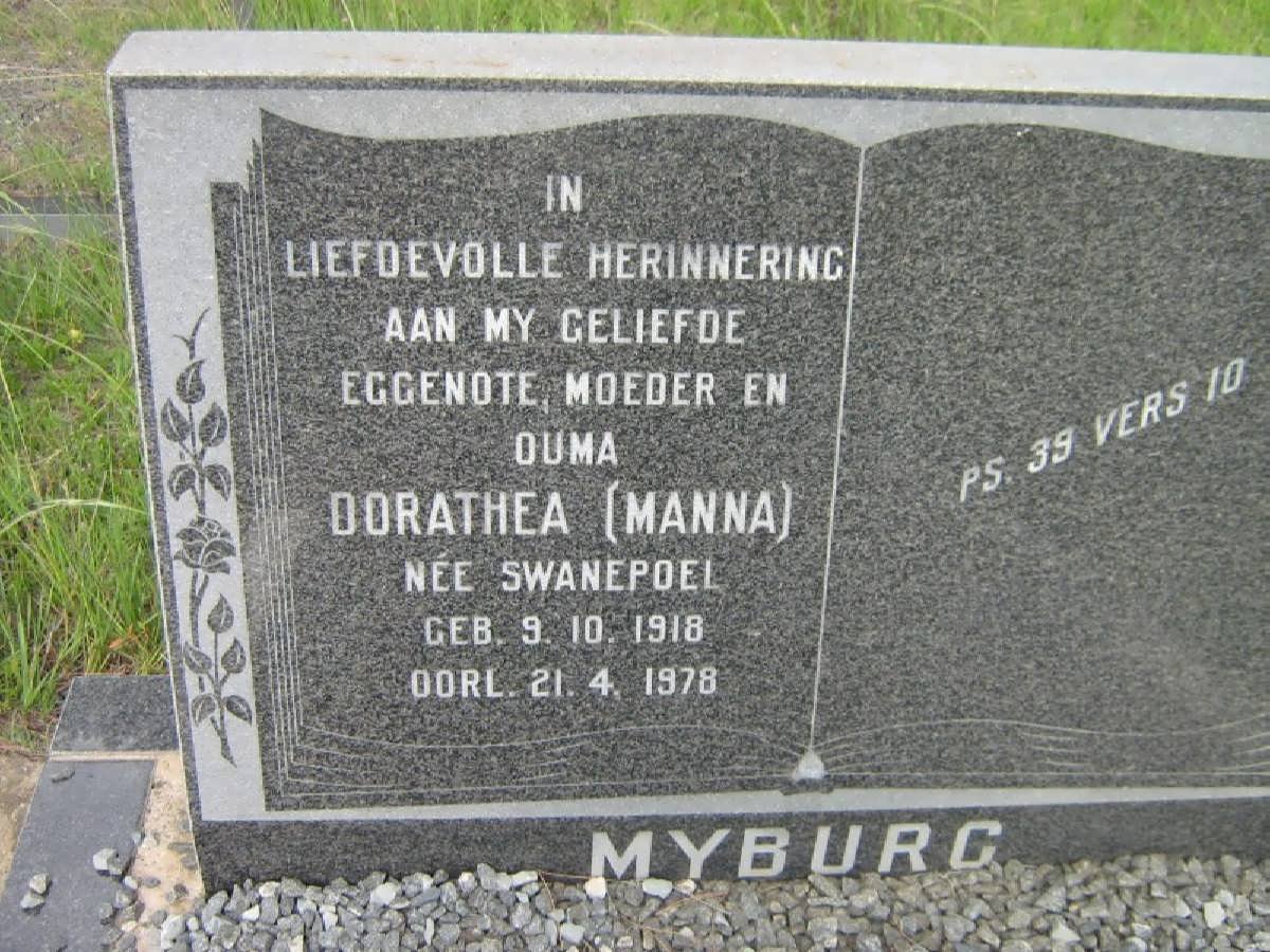 MYBURG Dorathea nee SWANEPOEL 1918-1978