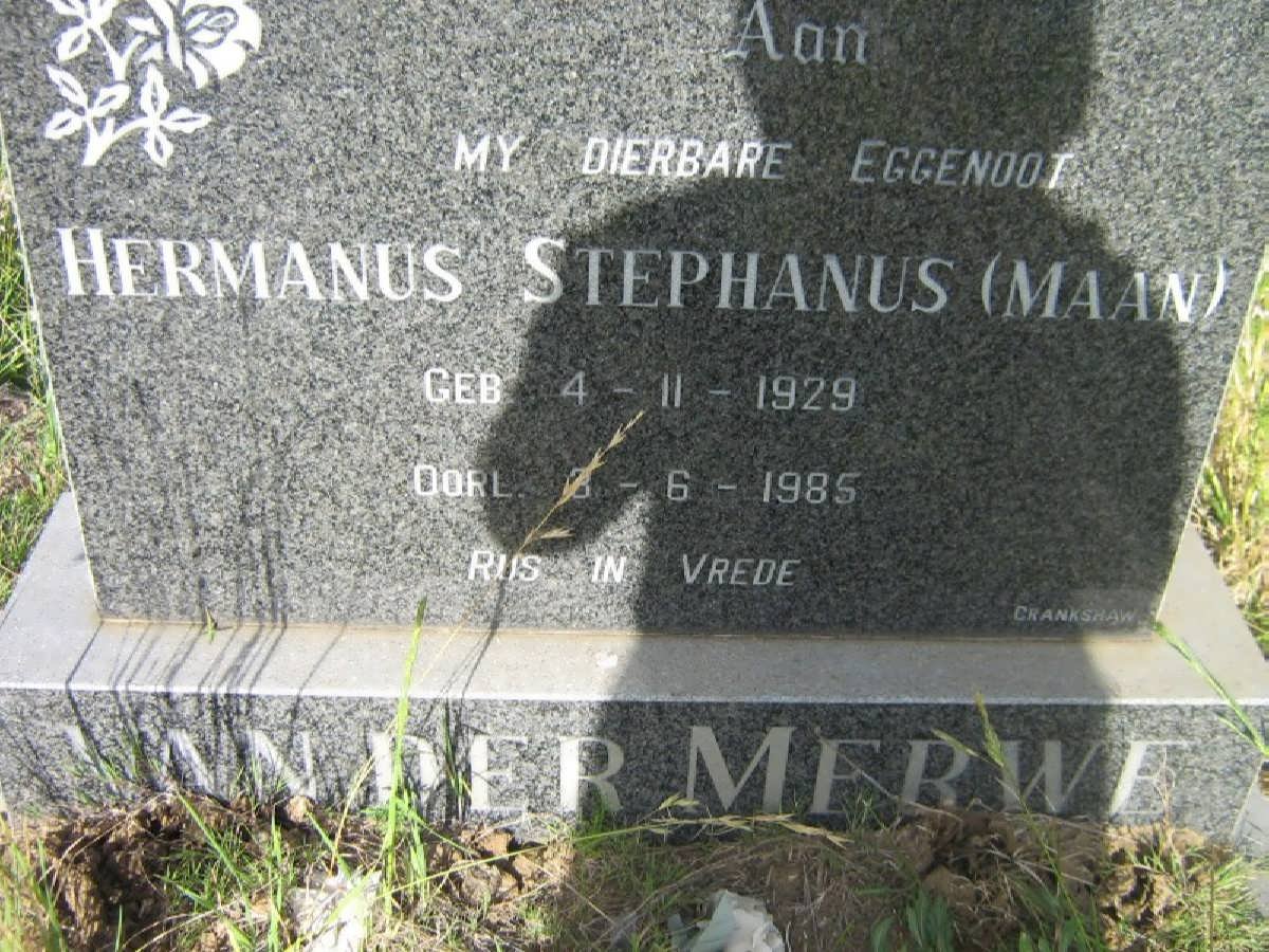 MERWE Hermanus Stephanus, van der 1929-1985
