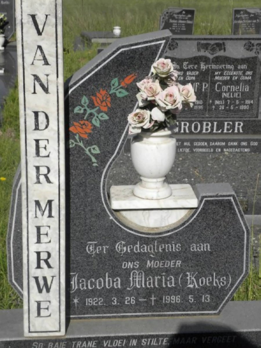 MERWE Jacoba Maria, van der 1922-1996