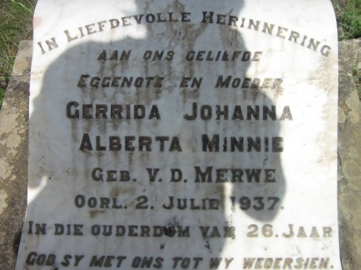MINNIE Gerrida Johanna Alberta nee V.D. MERWE -1937