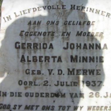 MINNIE Gerrida Johanna Alberta nee V.D. MERWE -1937