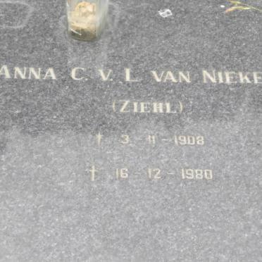 NIEKERK Anna C.V.L., van nee ZIEHL 1908-1980