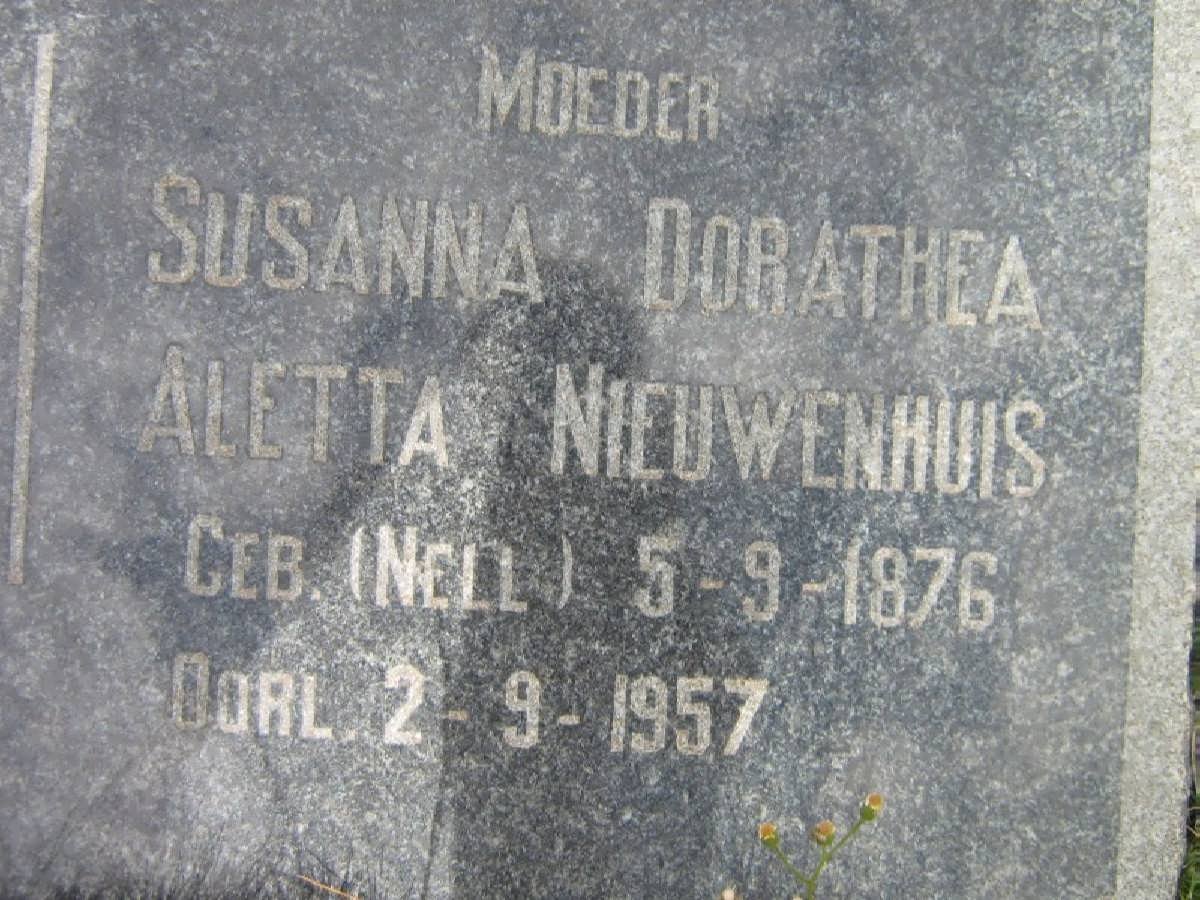 NIEUWENHUIS Susanna Dorathea Aletta nee NELL 1876-1957