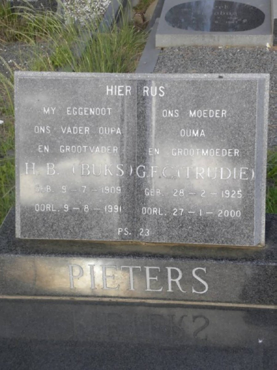PIETERS H.B. 1909-1991 &amp; G.F. 1925-2000