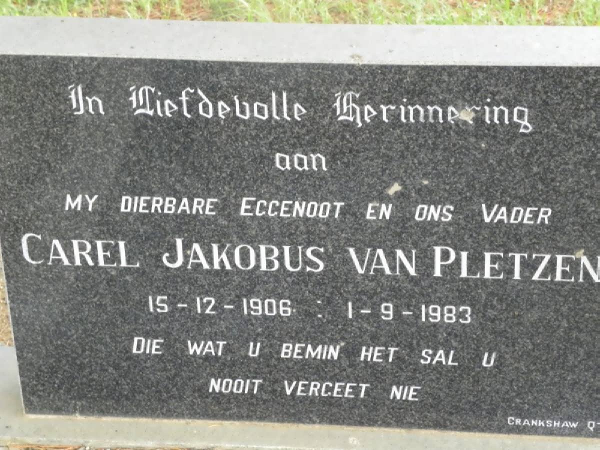 PLETZEN Carel Jakobus, van 1906-1983