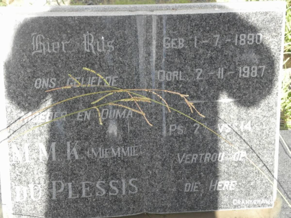 PLESSIS M.M.K., du 1890-1987