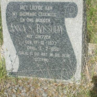 ROSSOUW Anna S. nee COETZER 1877-1950