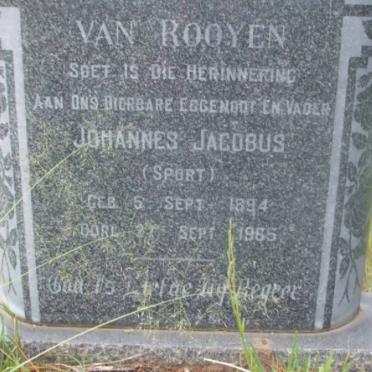 ROOYEN Johannes Jacobus, van 1894-1965