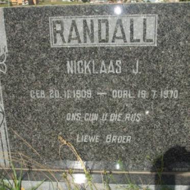 RANDALL Nicklaas J 1909-1970