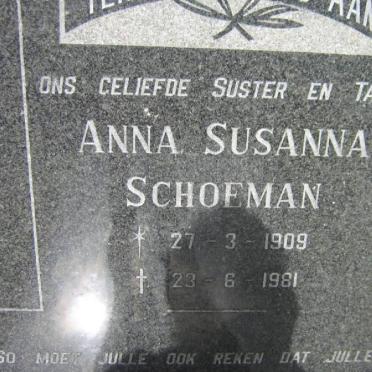 SCHOEMAN Anna Susanna 1909-1981