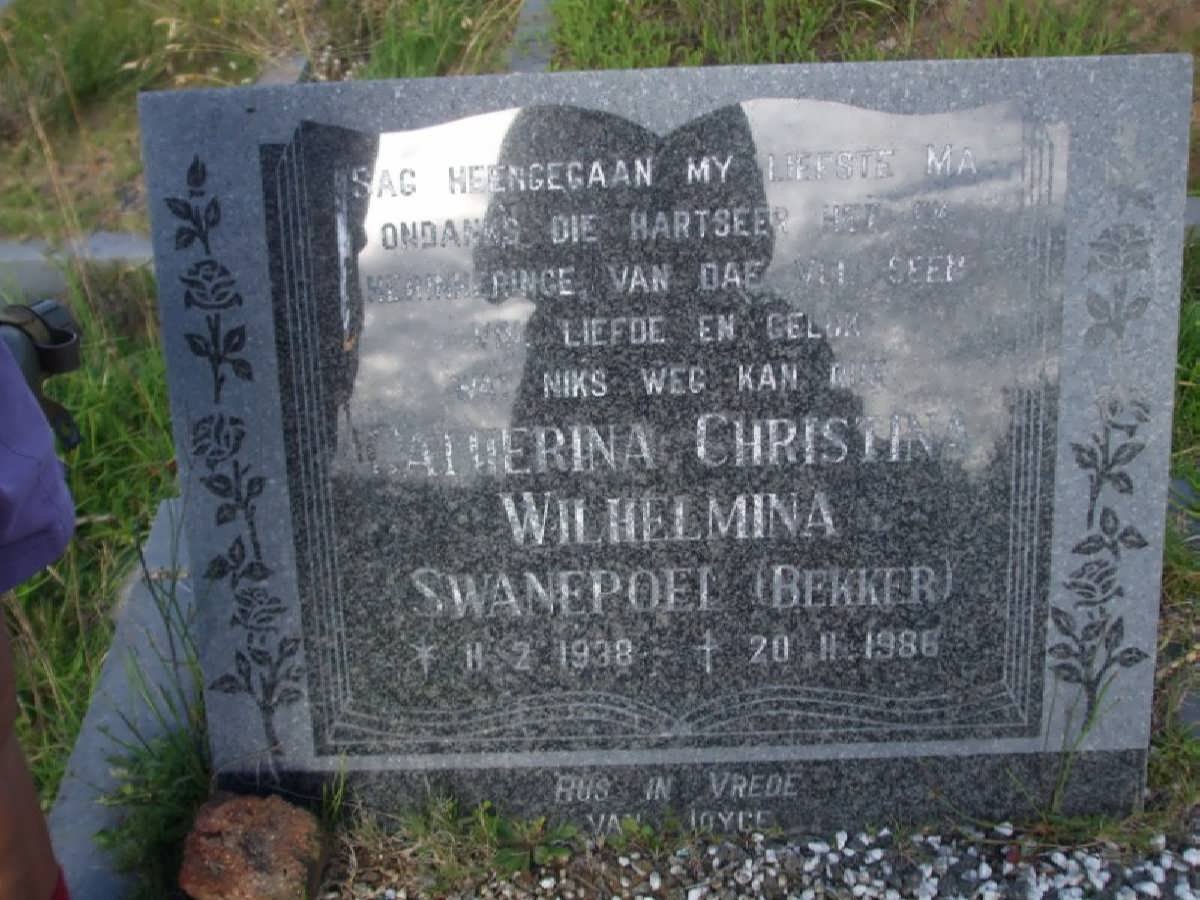 SWANEPOEL Catherina Christina Wiilhelmina nee BEKKER 1938-1986
