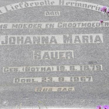 SAUER Johanna Maria nee BOTHA 1879-1967