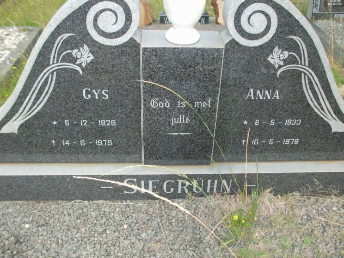 SIEGRÜHN Gys 1928-1979 &amp; Anna 1933-1978