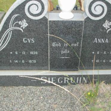 SIEGRÜHN Gys 1928-1979 &amp; Anna 1933-1978