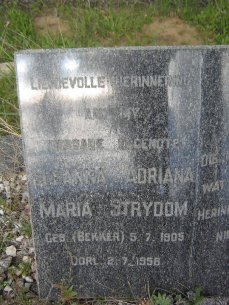 STRYDOM Susanna Adriana Maria nee BEKKER 1905-1958