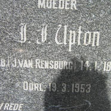 UPTON J.J. nee J. VAN RENSBURG 1887-1953