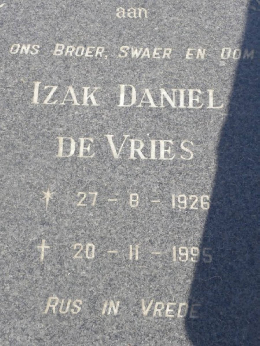 VRIES Izak Daniel, de 1926-1995
