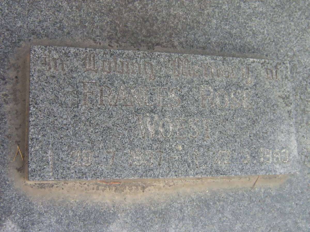 WOEST Frances Rose 1937-1983