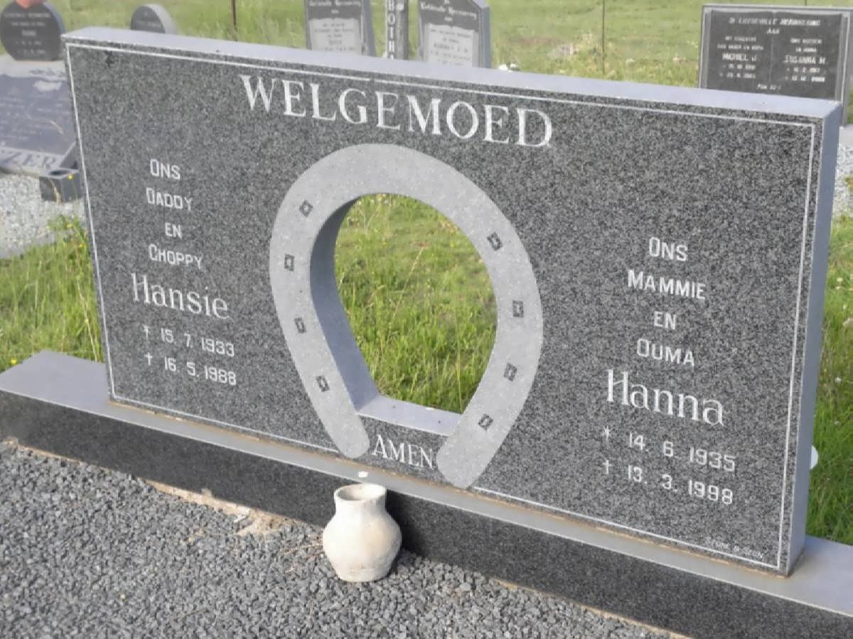 WELGEMOED Hansie 1933-1988 &amp; Hanna 1935-1998