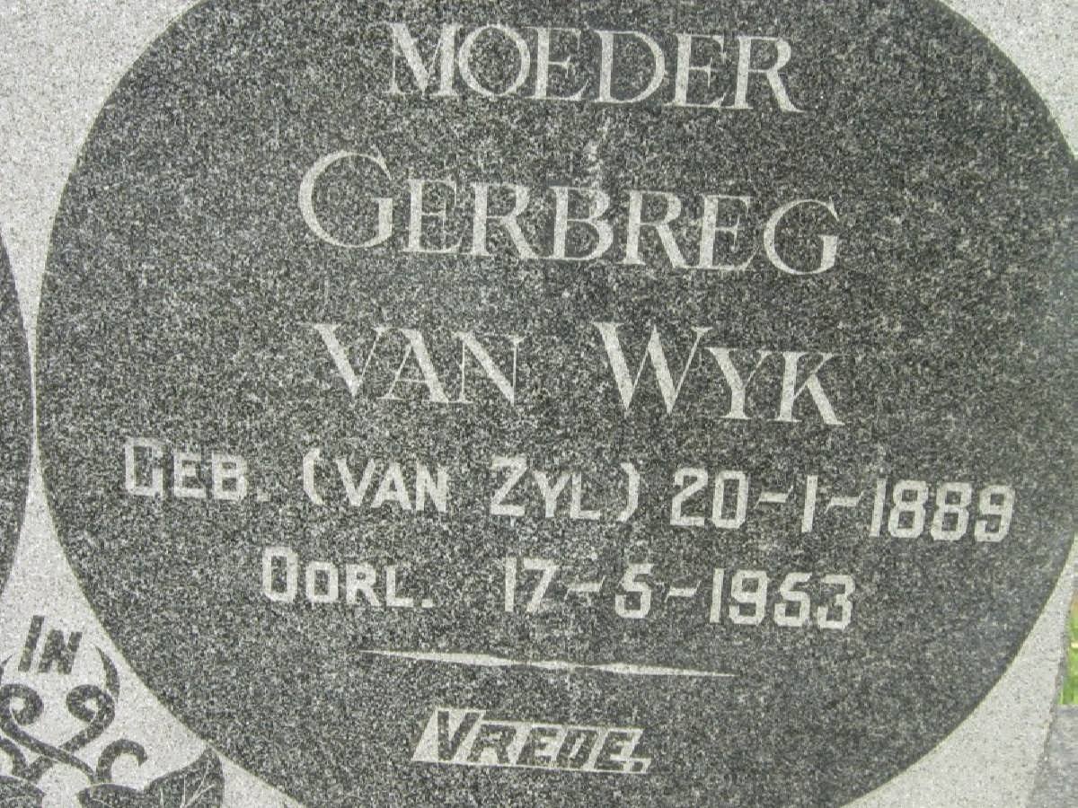 WYK Gerbreg, van nee VAN ZYL 1889-1953