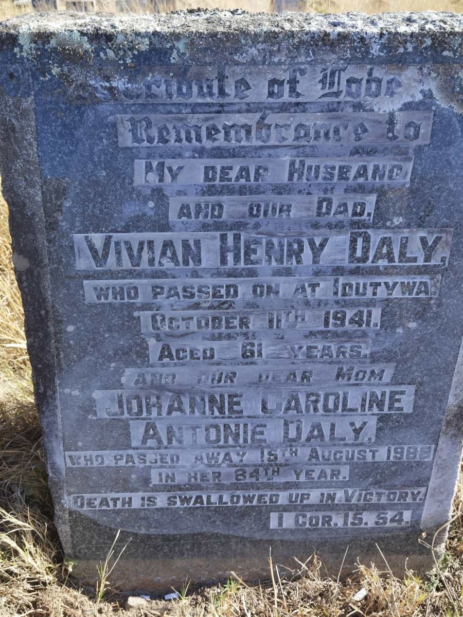 DALY Vivian Henry -1941 &amp; Johanne Caroline Antonie -1968
