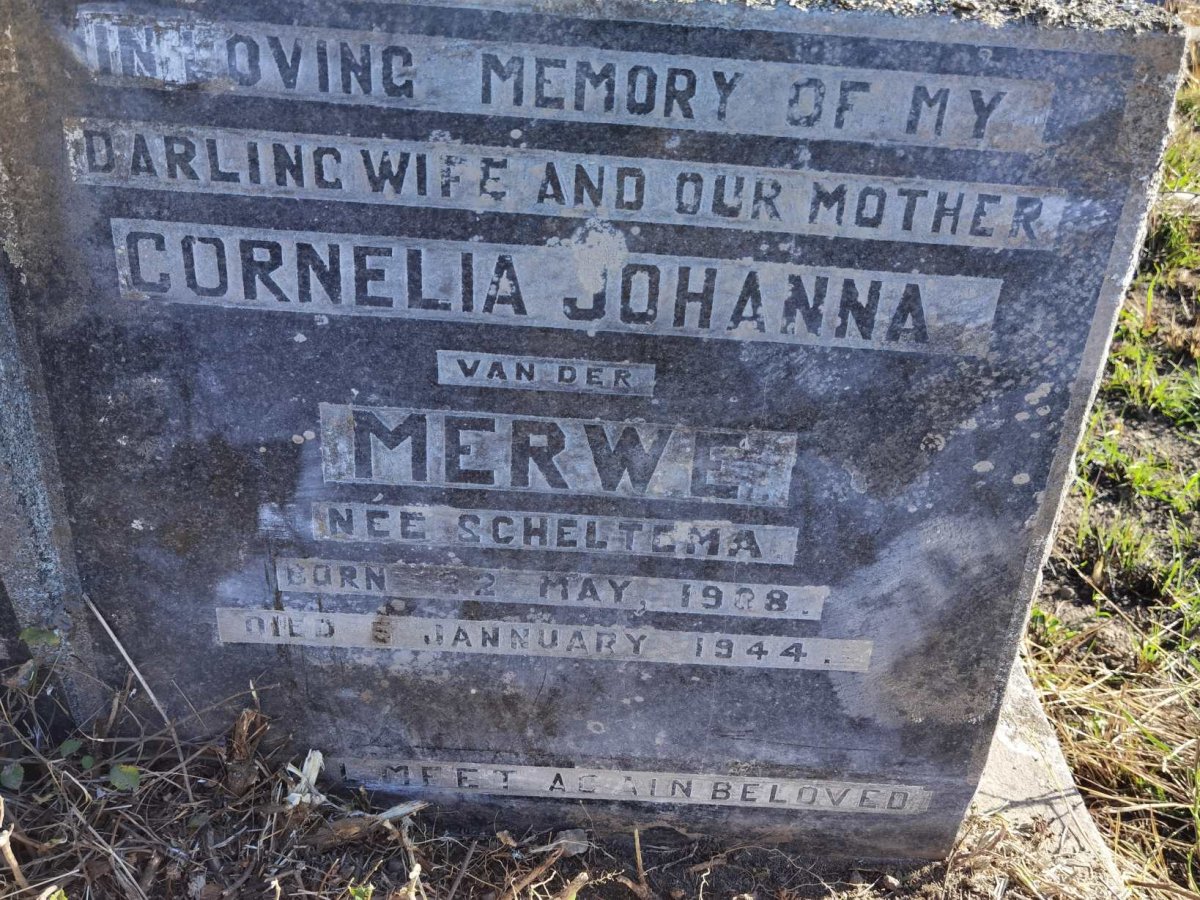 MERWE Cornelia Johanna, van der nee SCHELTEMA 1908-1944
