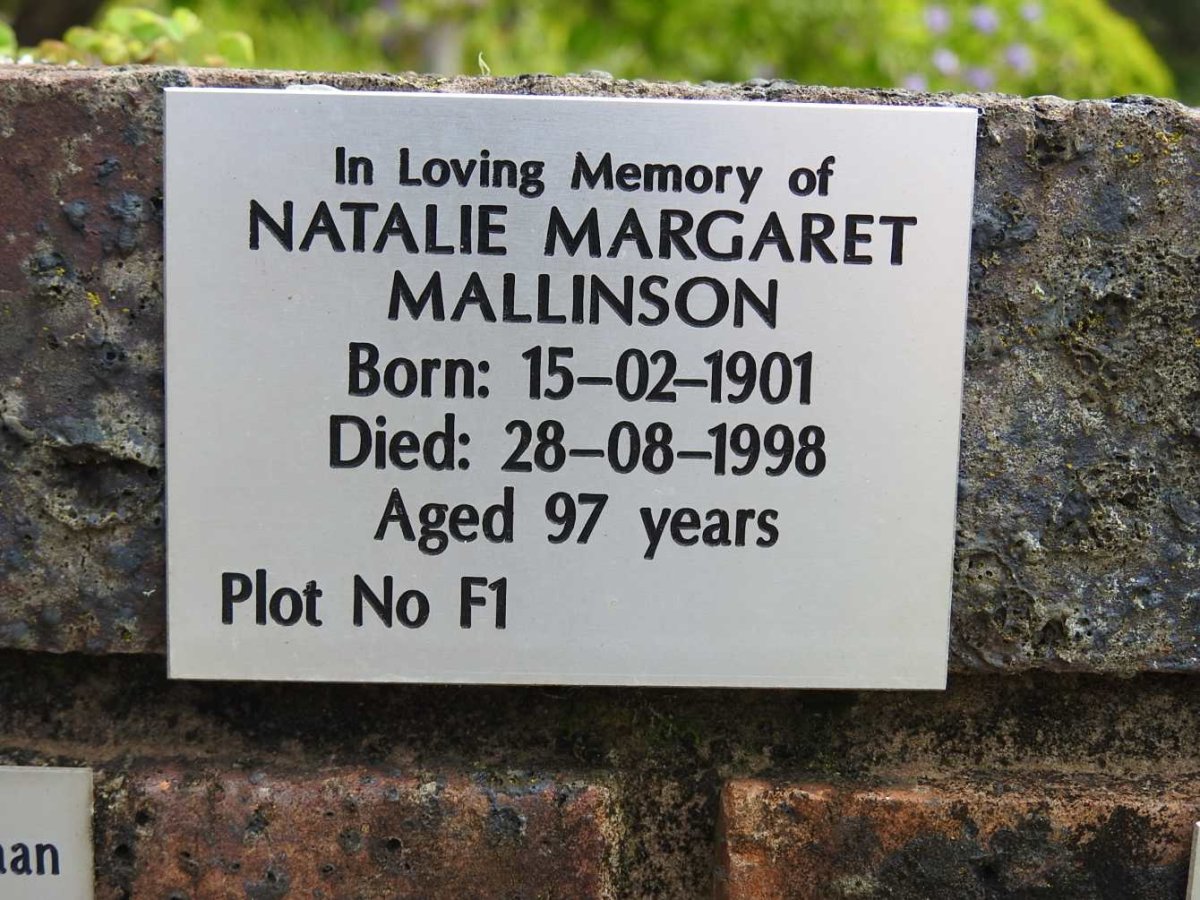 MALLINSON Natalie Margaret 1901-1998