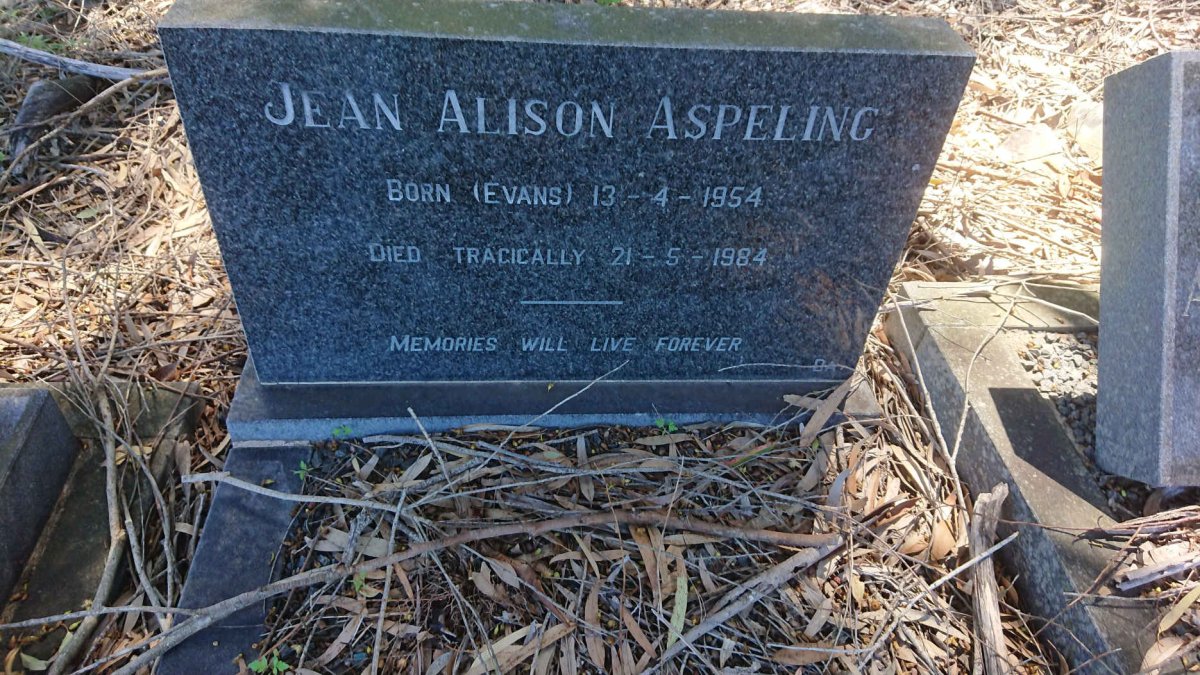 ASPELING Jean Alison nee EVANS 1954-1984