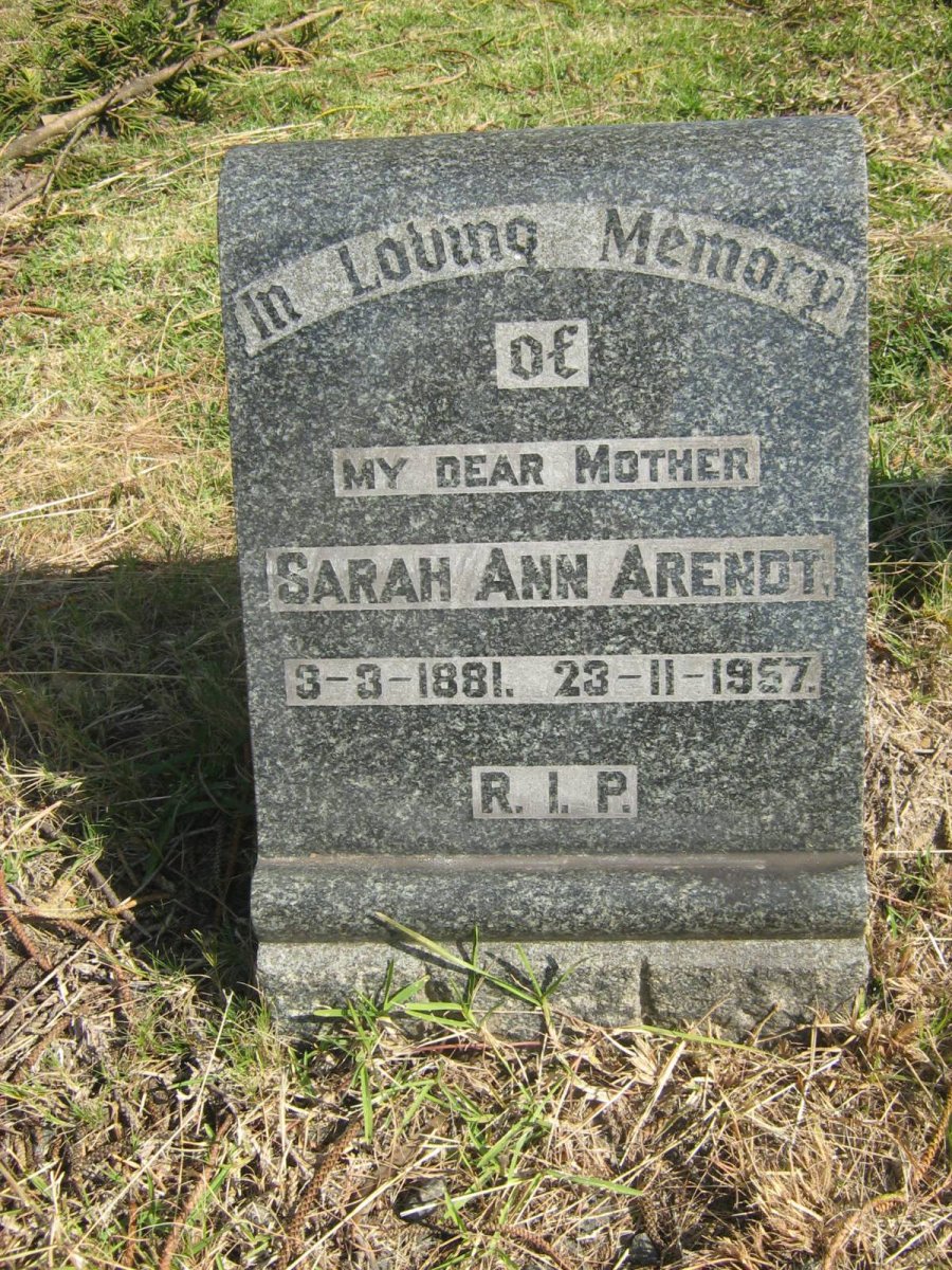 ARENDT Sarah Ann 1881-1957