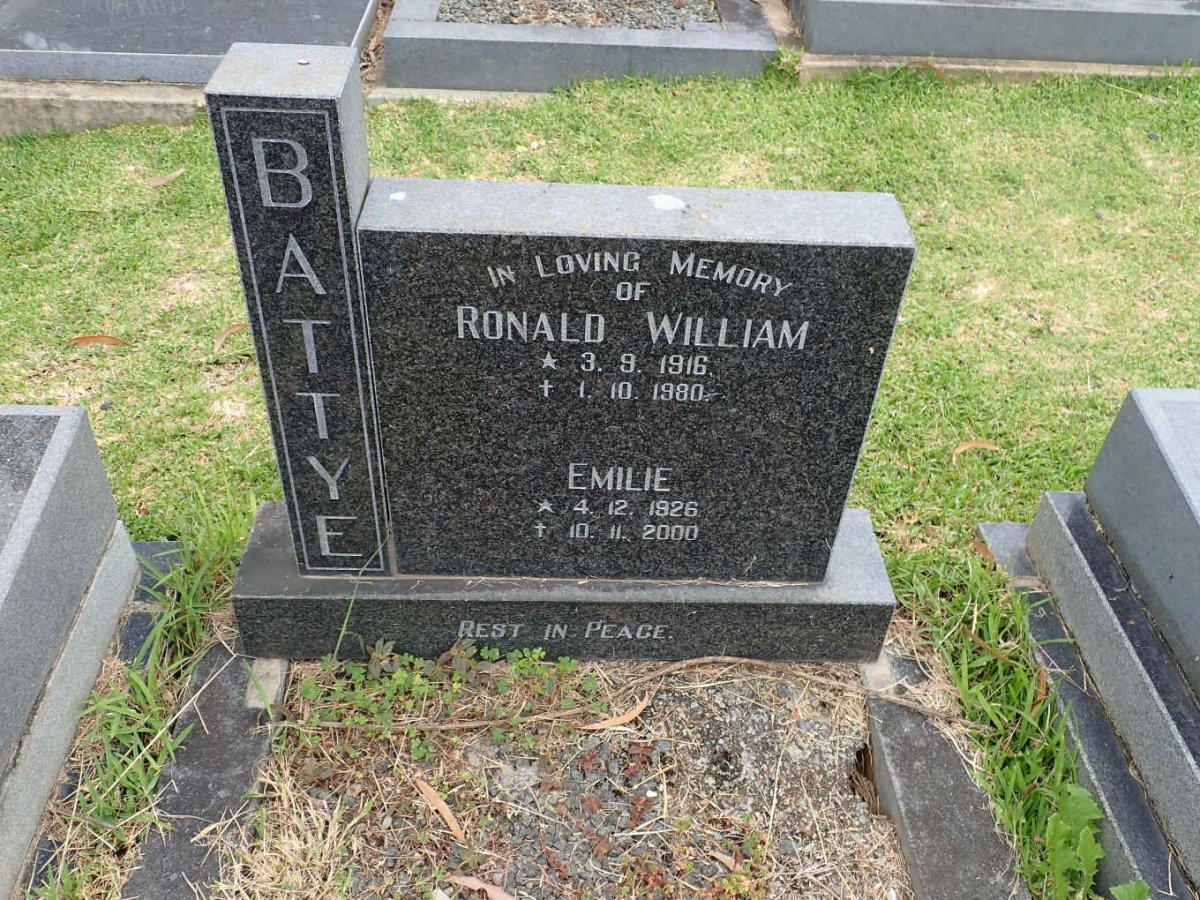 BATTYE Ronald William 1916-1980 &amp; Emilie 1926-2000