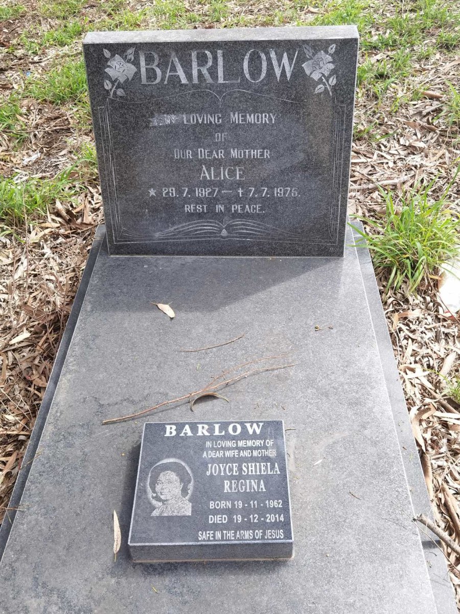 BARLOW Alice 1927-1975 :: BARLOW Joyce Shiela Regina 1962-2014