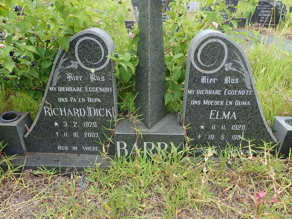 BARRY Richard 1920-2003 &amp; Elma 1928-1984