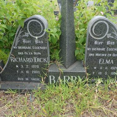 BARRY Richard 1920-2003 &amp; Elma 1928-1984