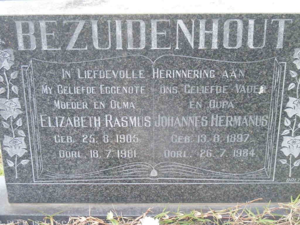 BEZUIDENHOUT Johannes Hermanus 1897-1984 &amp; Elizabeth Rasmus 1905-1981