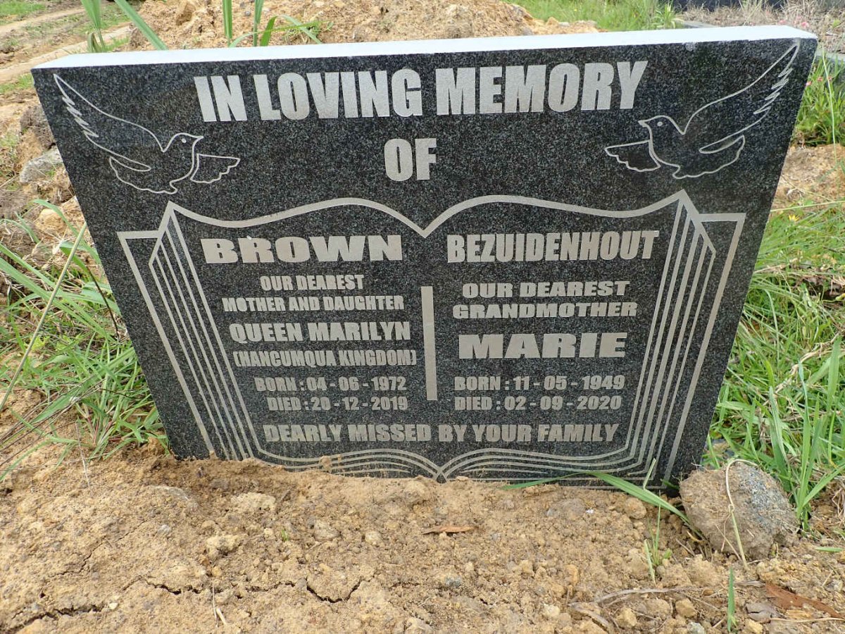BEZUIDENHOUT Marie 1949-2020 :: BROWN Queen Marylin 1972-2019