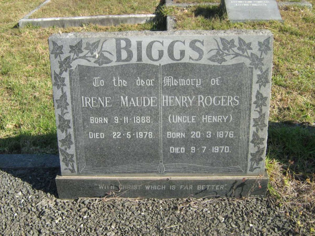 BIGGS Henry Rogers 1876-1970 &amp; Irene Maude 1888-1978