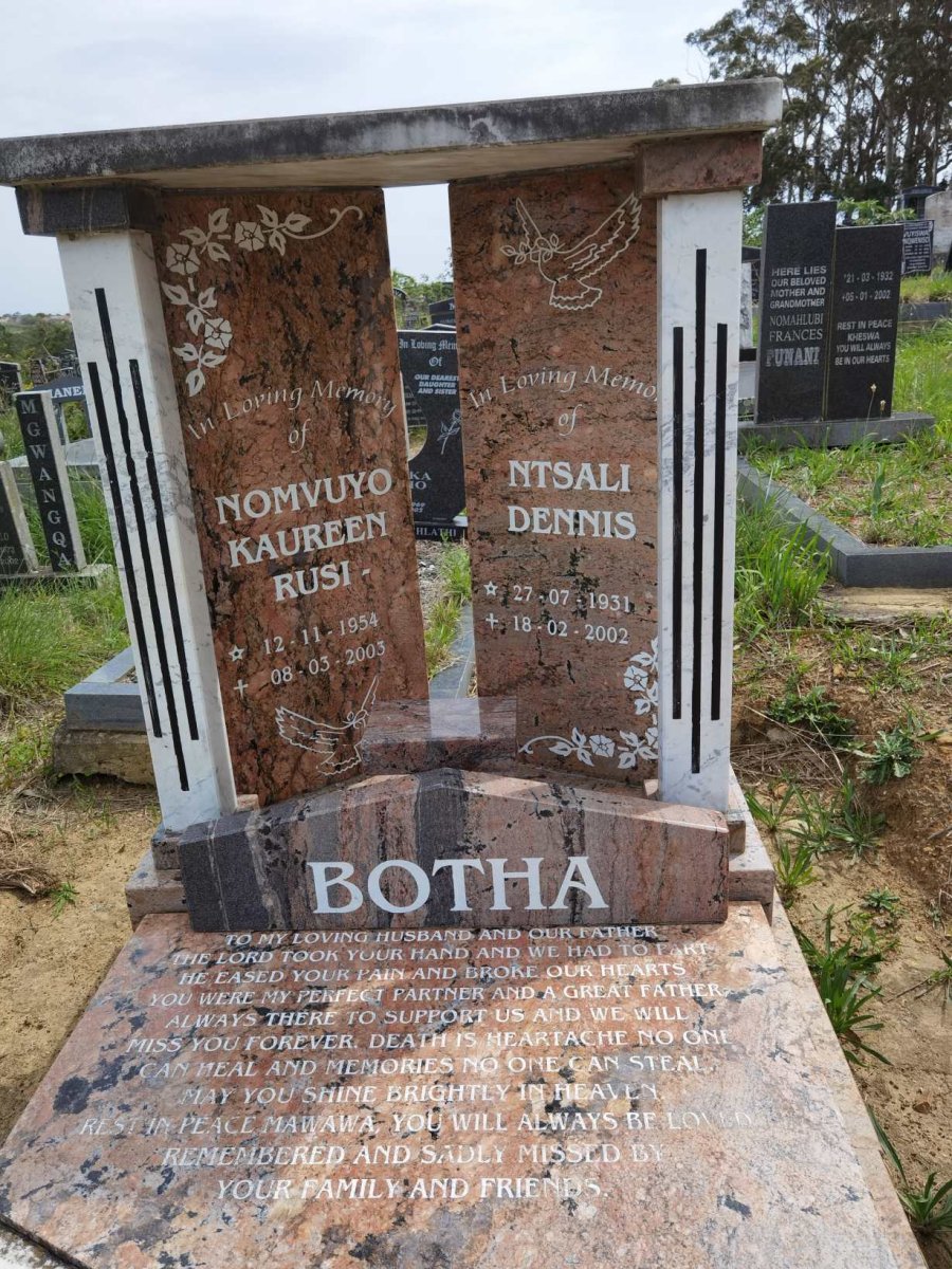 BOTHA Ntsali Dennis 1931-2002 :: BOTHA Nomvuyo Kaureen Rusi 1954-2003