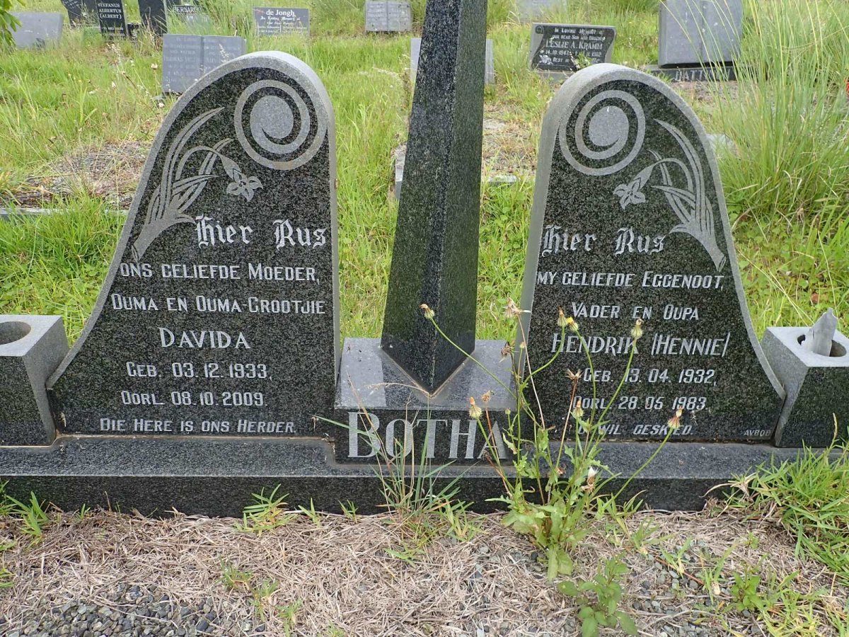 BOTHA Hendrik 1932-1983 &amp; Davida 1933-2009
